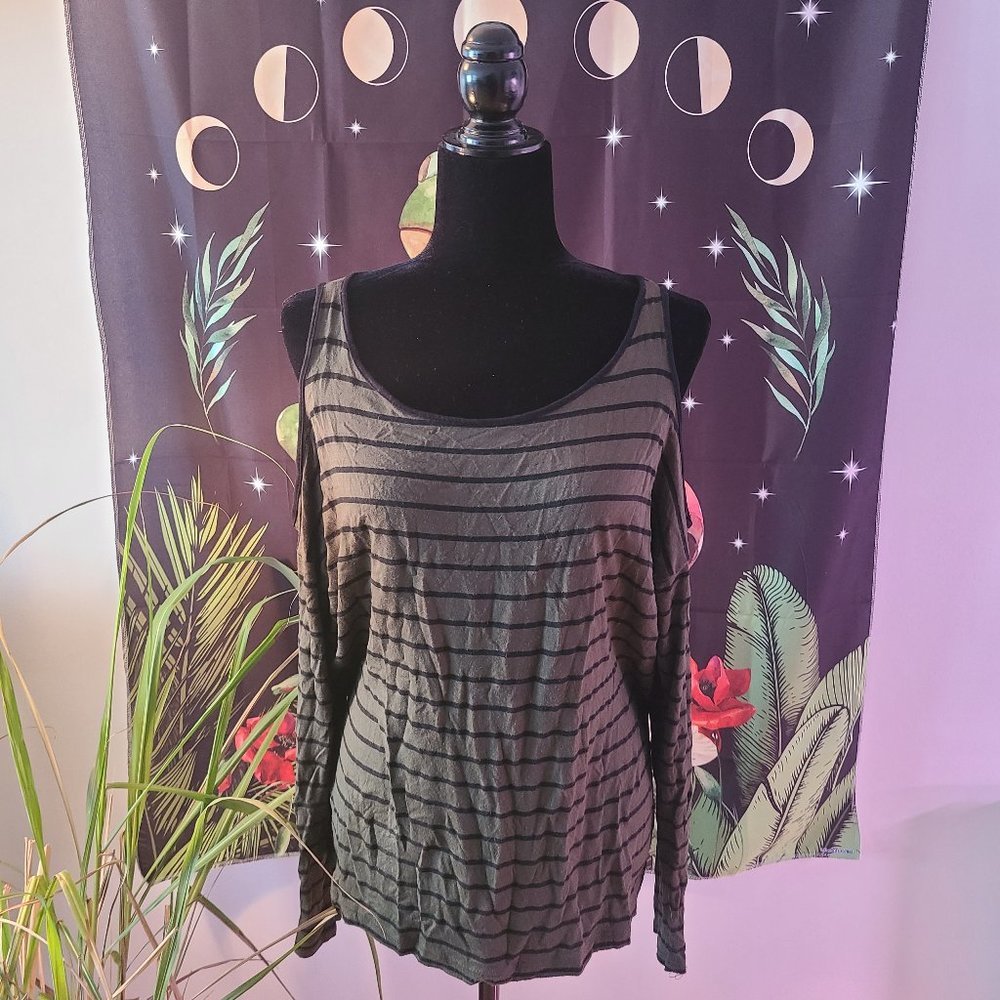 Cold shoulder striped shirt